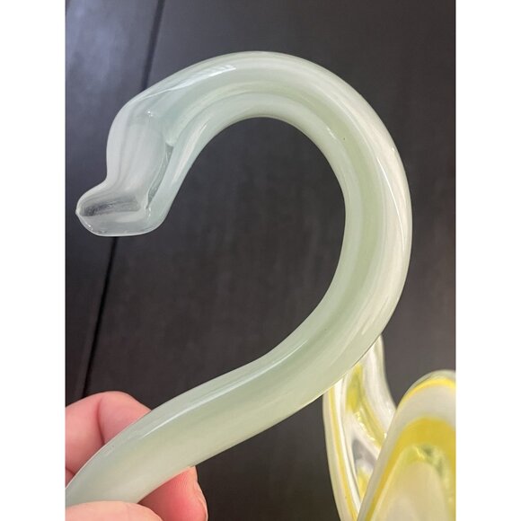 Vtg Art Glass Sooner Murano Style Swan Scalloped 6 Prong Small Beak Hand Blown - Picture 6 of 16